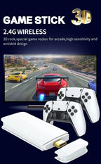 4K 64G Retro Game Console: M15 Game Stick with 40000+ Classic Arcade Games, Dual Wireless Controllers 2-Player TV System