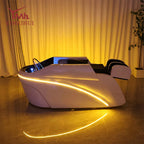 Salon Head Spa Synthetic Leather Head Therapy Beds Automatic Massage Shampoo Bed Comfortable Ergonomic Design High Density Spong