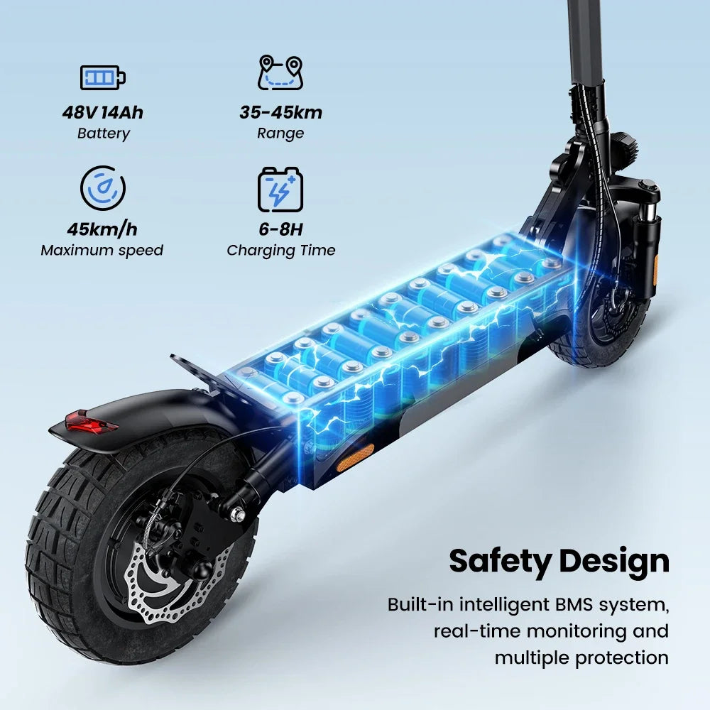 iScooter W9 Electric Scooter for Adults 1000W Motor 48V14AH Battery Foldable E-scooter 10 Inch Tire All-Terrain EScooter
