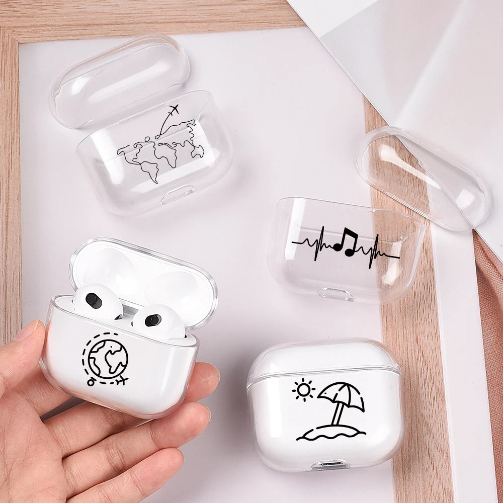 Hard Plastic Case for AirPods Pro 2 USB C Case for airpods 3 2 1 Case Transparent Cover for airpod pro 3 funda Air Pods 3 Coque