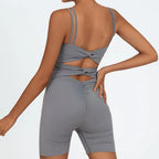 Greenora Women's Workout Romper Sexy Backless Yoga Jumpsuit Slim Fit Bodysuit Fitness Activewear Sleeveless Sportswear One Piece