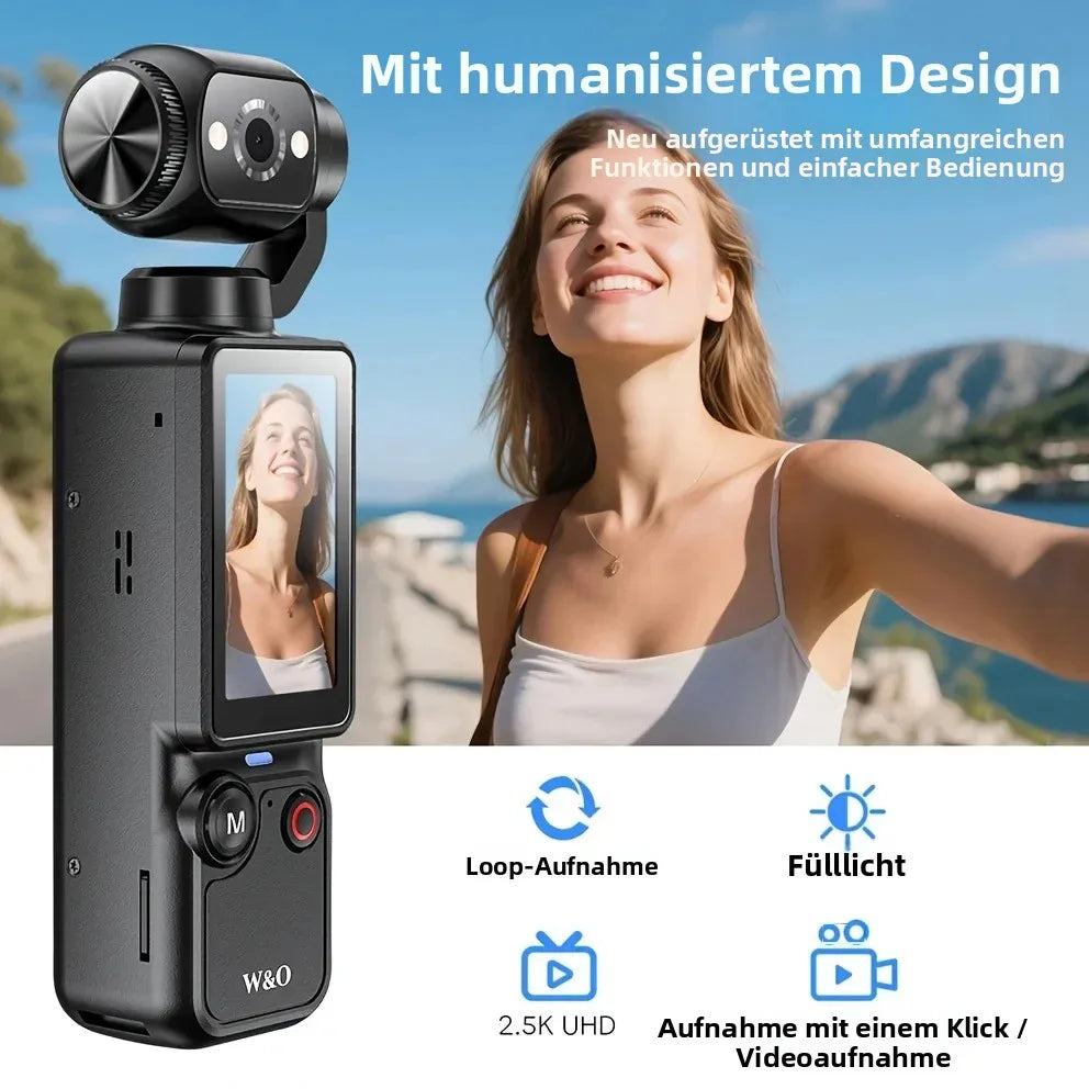 4K HD Video Recording Camera with 1.9" CMOS, USB Rechargeable, 180° Rotating Action Camcorder for Vlogging, Live Streaming