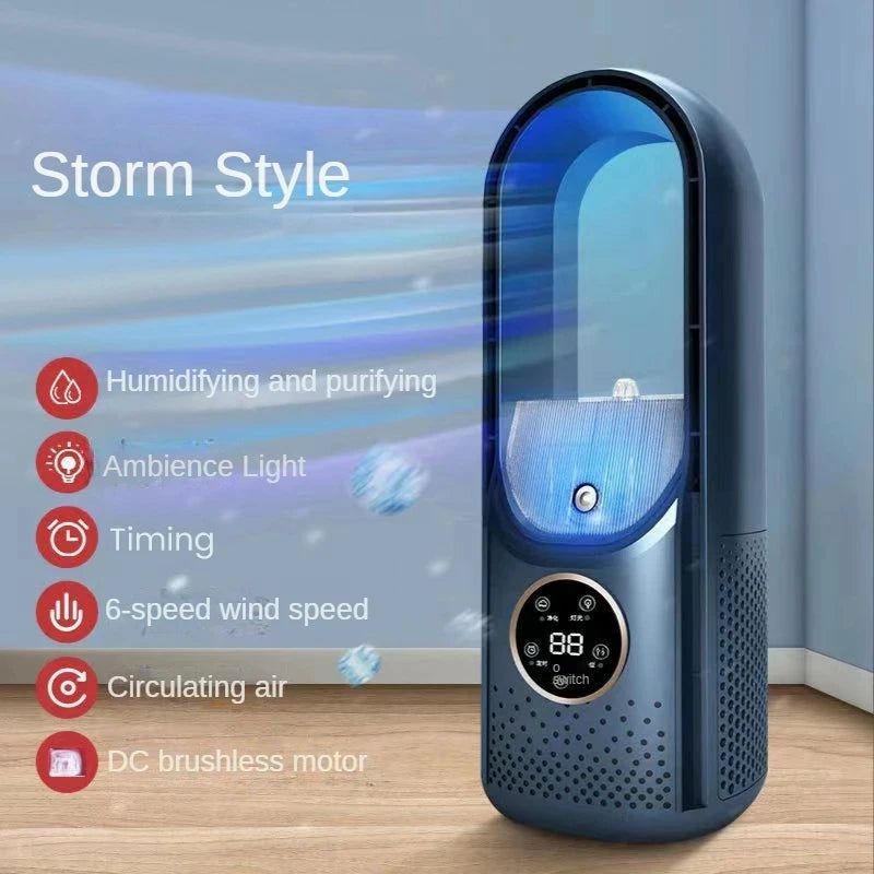 Portable USB Air Cooler Leafless Electric Fan 6 Speed Silent Timer Air Conditioner Cooling Fan Humidifier Conditioning Fan Secondary image