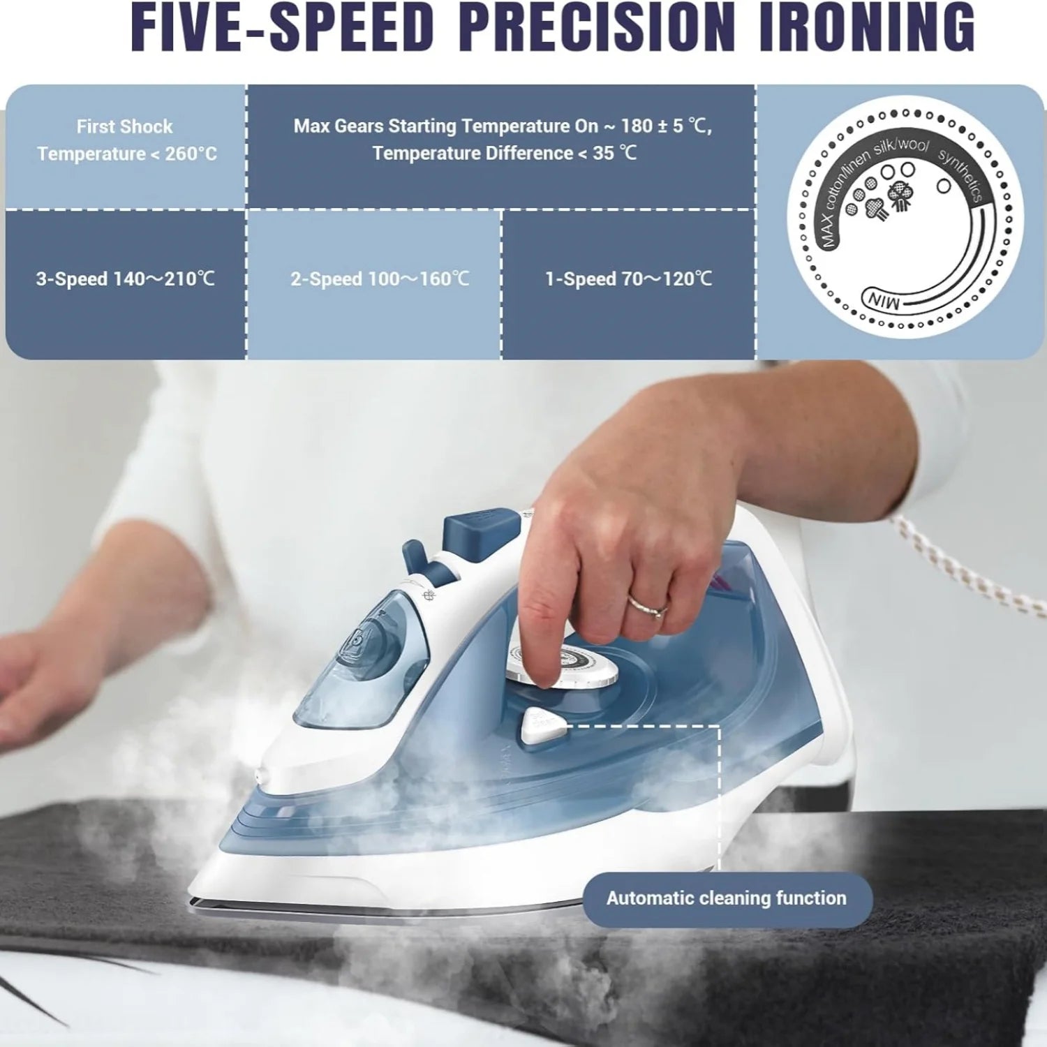 BRIEFNESS 2400W Steam Iron Handheld Iron Adjustable Thermostat Control Ironing Clothes Portable Ironing Tool Main image