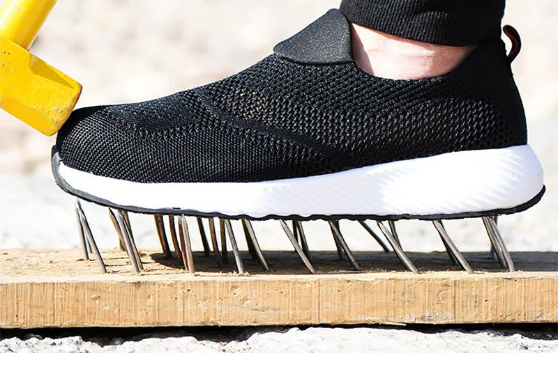 Summer Mesh Light Work Sneakers Steel Toe Protective Work Safety Shoes Men Women Breathable Construction Shoes Work Boots Men