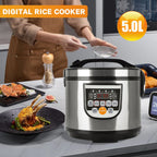 5L Electric Rice Cooker Smart Digital Portable Car Rice Cooker Truck Multi-Cooker Soup Porridge Cooking Food Steamer For Home