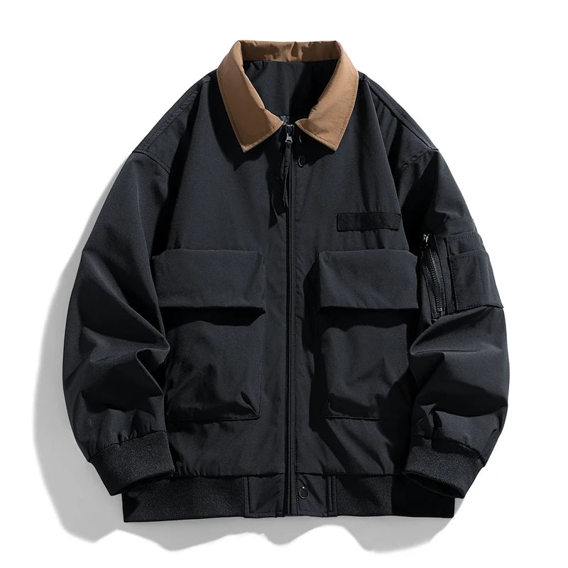 Men's Spring Casual Blazer Jacket Turn-Down Collar Stylish Versatile Office Wear Lightweight Coat Trendy Man Large Pocket Jacket