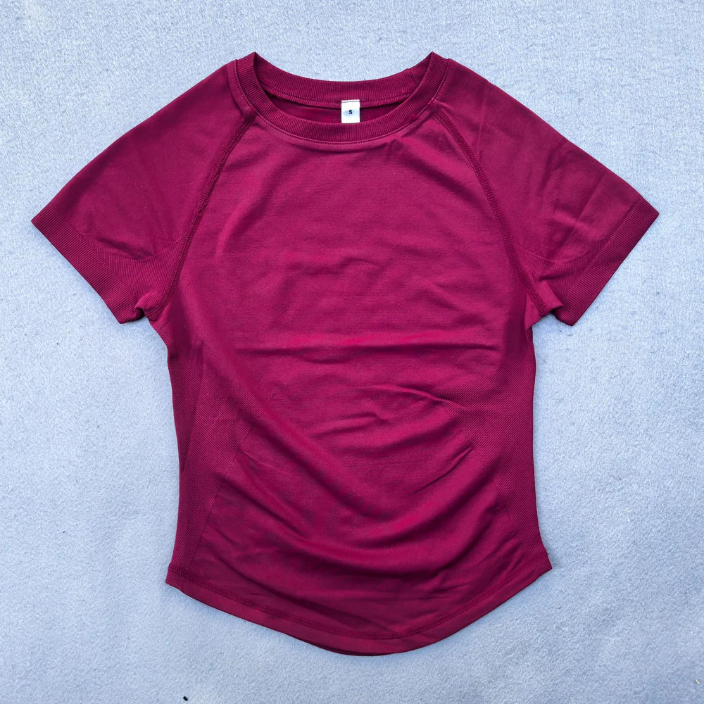 Seamless Yoga Top for Women Short Sleeve Gym Crop Top Light Weight Yoga Shirts Fitness Gym Shirts Stretchy Sports Shirts