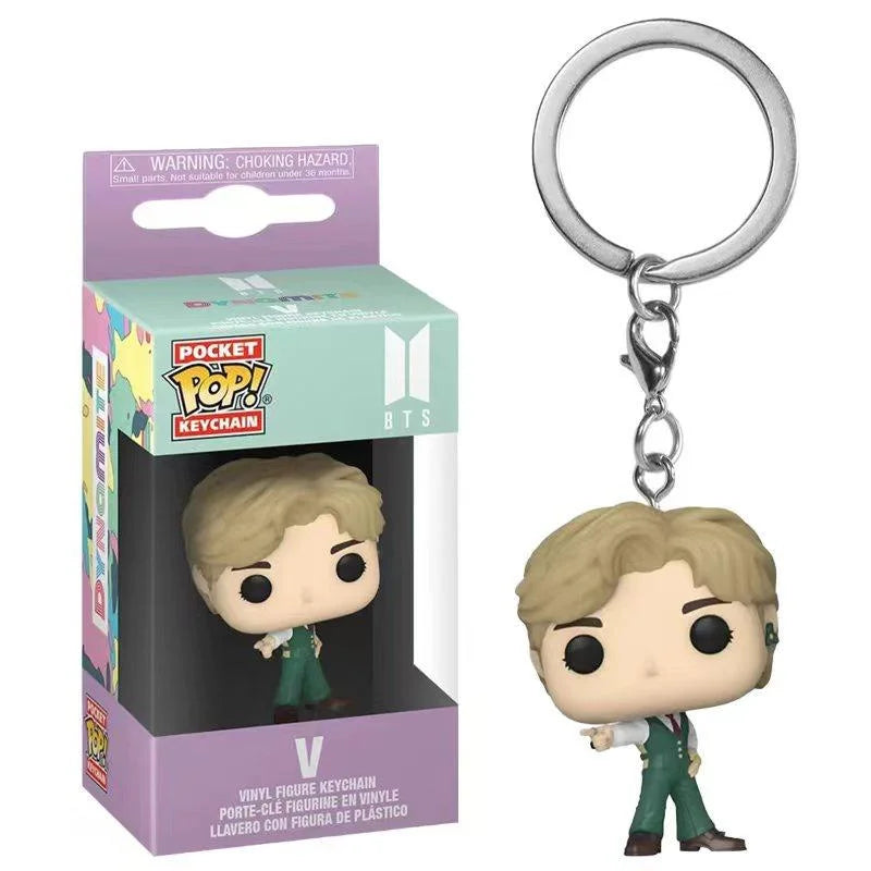 Funko POP Keychain Toy Men's Team Cartoon V JUNG KOOK JIMIN Jin V J-HOPE Pocket Pop Keychain Vinyl Action Figure Collection Toys