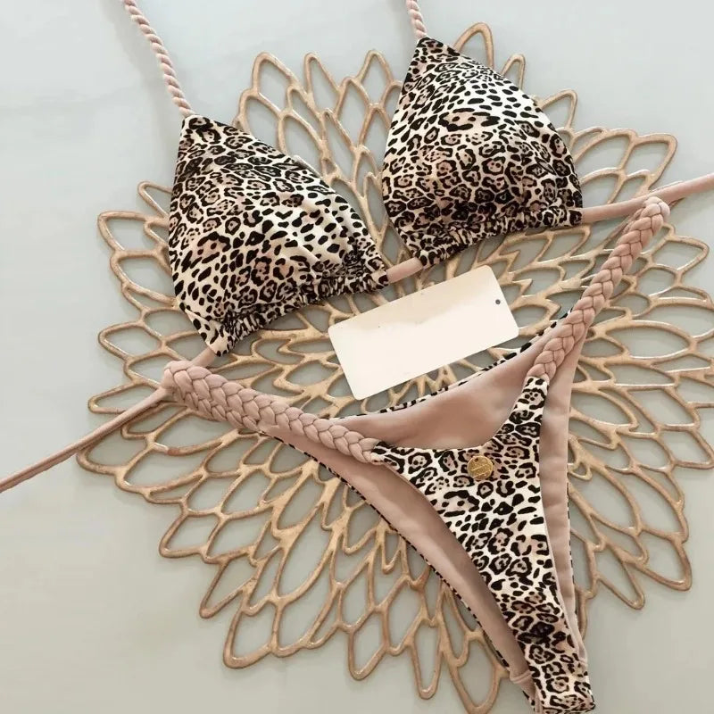 New Bikini Women Swimsuit Beach Vacation Swimwear Leopard Printed Sexy Bikini Set Beachwear Swimsuit Thong Bathing Suit Biquinis