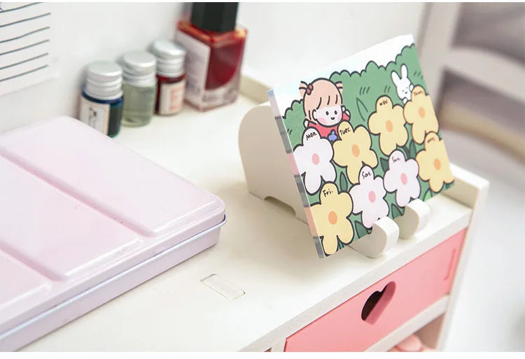 Pink White Student Storage Rack Heart Drawers Monitor Laptop Increase Shelf Office Screen Riser Holder Stationery Pen Storage