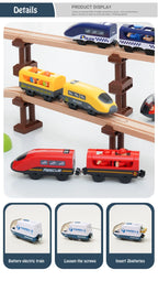 Magnetic Train Toys Electric Car Locomotive Diecast Slot Wooden Railway Accessories fit for Brand Wooden Tracks Kids Toys