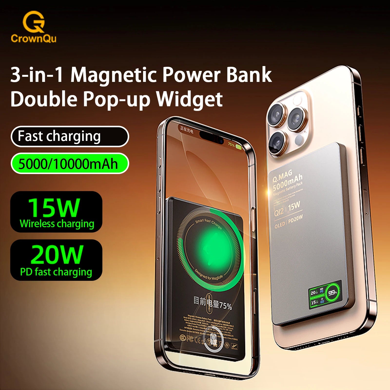 QI 2.1 Magnetic Powerbank Wireless Fast Charing Spare Portable External Battery for iPhone 12-17 Pro Watch Airpods 5000/10000mAh Secondary image