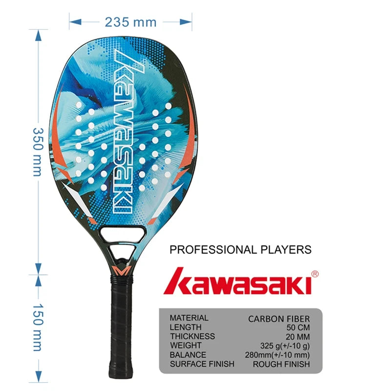 Kawasaki Beach Tennis Racket Carbon Fiber Soft Face Tennis  Paddle  Racquet with Protective Bag Cover