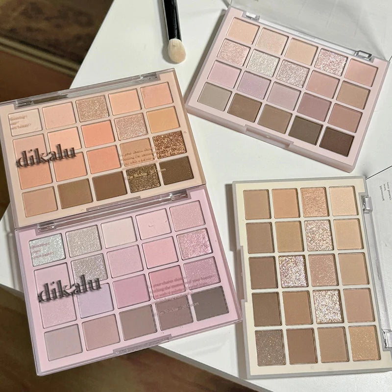 DIKALU 20-Color Korean Low Saturation Eyeshadow Tray Matte Waterproof Brown Pink Eye Shadow Palette Long-lasting Daily Makeup