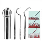 Stainless Steel Toothpick Set Reusable Toothpicks Tooth Flossing Tartar Removal Tool Portable Teeth Cleaner for Tooth Oral Clean