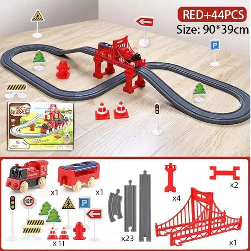 44Pcs/set Electric Train Track Sets Assembling Rail Train Car Toys Boy Educational Simulation Model Christmas Birthday Gift