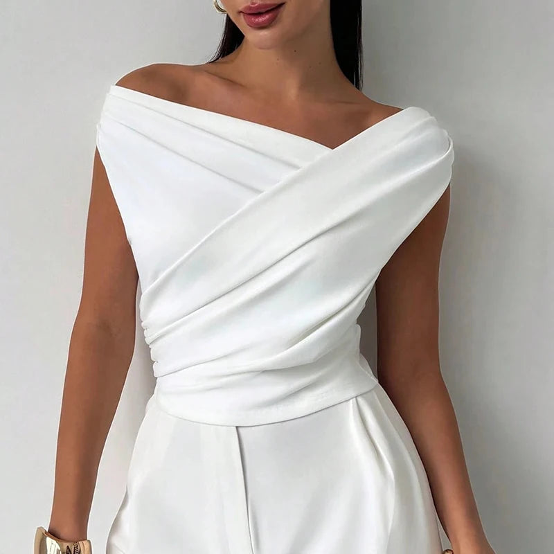 Sexy Short Sleeve Shirt Women Off Shoulder Patchwork Color Basic Tops Woman Summer Blouses Female Elegant Shirt