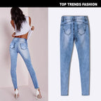 Summer Style Low Waist Sky Blue Patchwork Skinny Tights Women Pencil Jeans High Stretch Sexy Push Up Denim Women Fashion Jeans