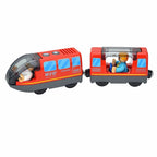 Kid Magnetic Electric Train Car Locomotive Wooden Track Slot Diecast Railway With Two Carriages Train Wood Toy Biro Leduo Track