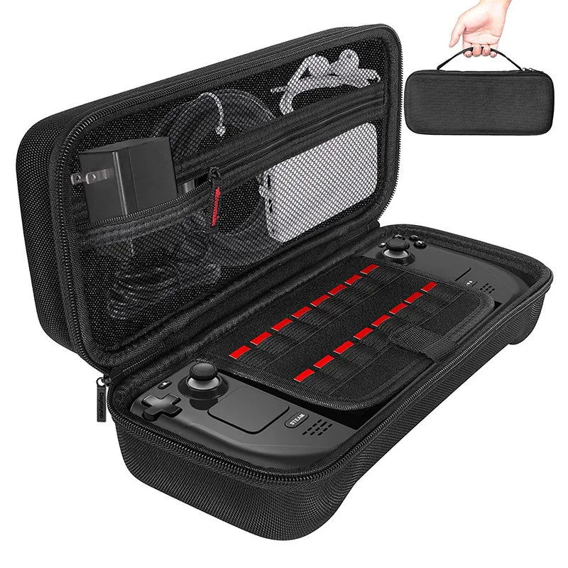 Storage Box for for Steam Deck Oled Console with Handle Carry Case Shockproof Hard EVA Zip Pouch Net Pocket for Cable Charger Main image