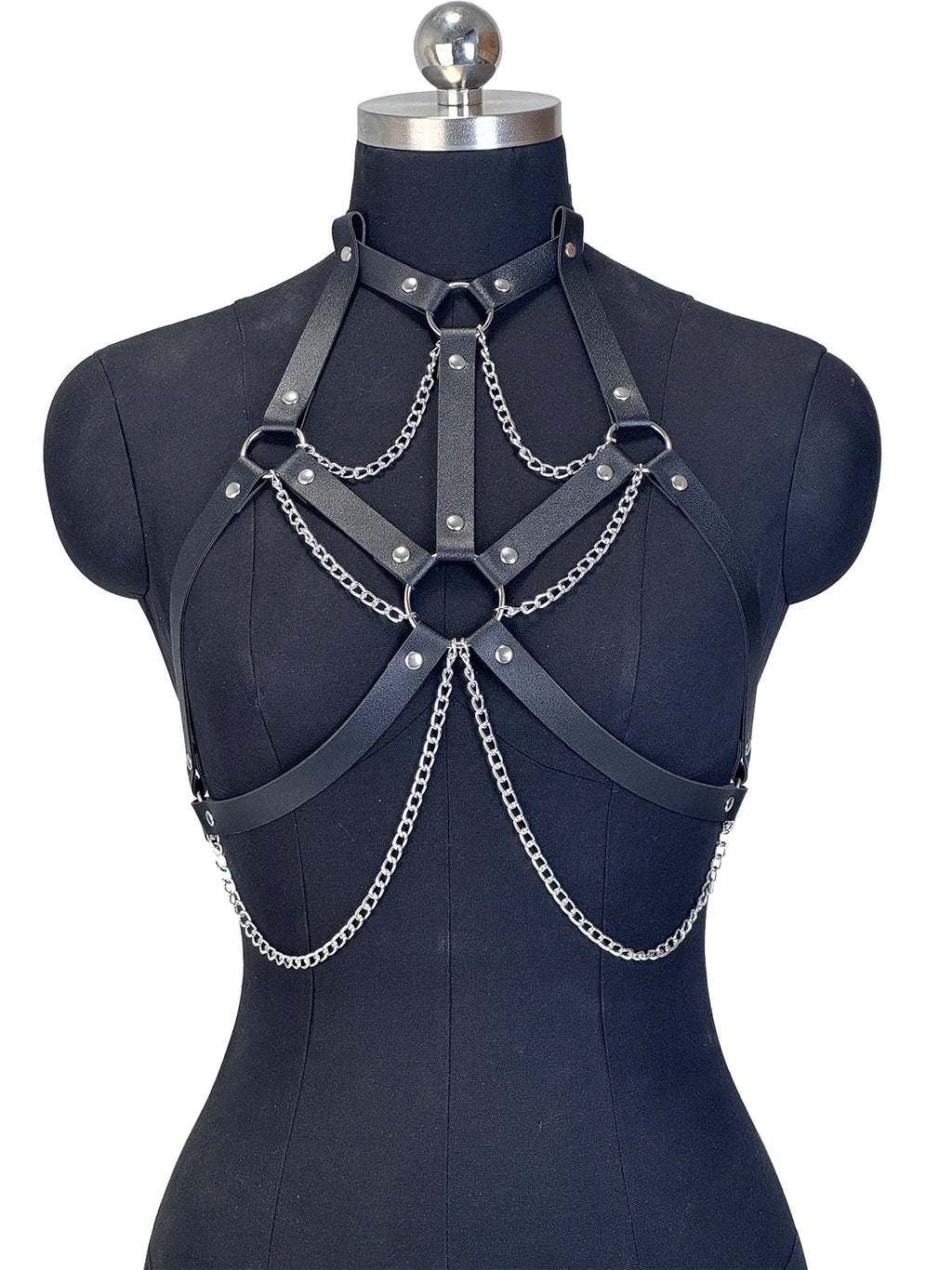 Women Fashion Belt Female Street Style Harness Adjustable Chest Belt with Chain Leather Waistband Gothic Clothing Accessories