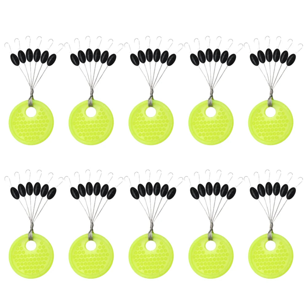 60/120PCS 10/20 Group Set Rubber Silicon Space Bean Sea Carp Fly Fishing Black Rubber Oval Stopper Fishing Float Fishing Bobber