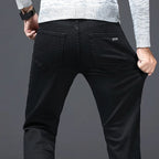 Wthinlee Business Men Jeans Casual Straight Stretch Fashion Classic Blue Black Work Denim Trousers Spring Summer Brand Clothing
