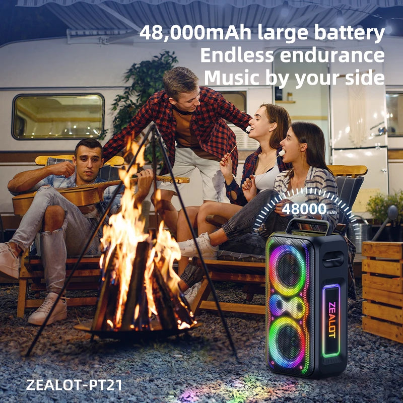 ZEALOT-PT21 200W Wireless Bluetooth Speaker , Portable Outdoor Speakers Loud with Bass Boost, Stereo Pairing, Reverse Charging,