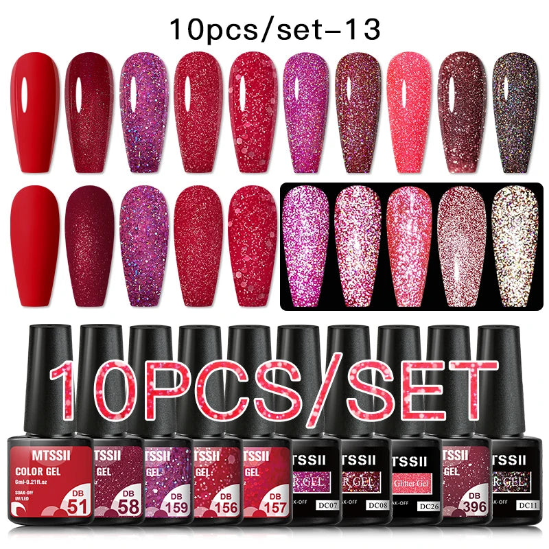 10/12PCS/SET Cat Magnetic Gel Nail Polish Set 9D Reflective Glitter Gel Semi Permanent UV Gel Soak Off Sparkling Nail Art Kits