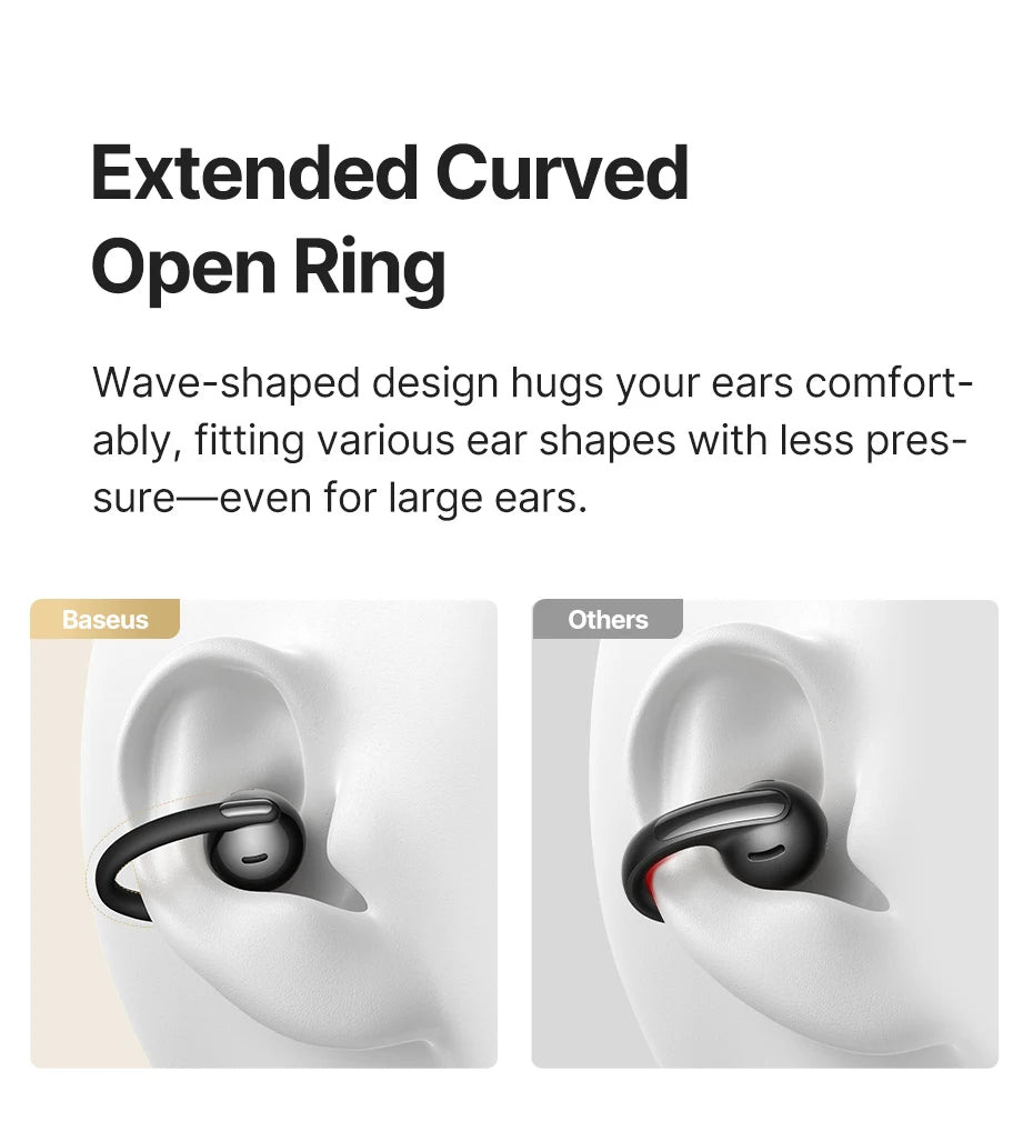Baseus Bowie MC2 AIR Clip-on TWS Earbuds Ear Clips Wireless Earphones Bluetooth 6.0   Open earrings 4 Mic ENC Sports Headphone