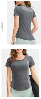 Women Yoga Tops Breathable Sport Fitness Workout Running Yoga Top Quick Dry Short Sleeve Gym T Shirt