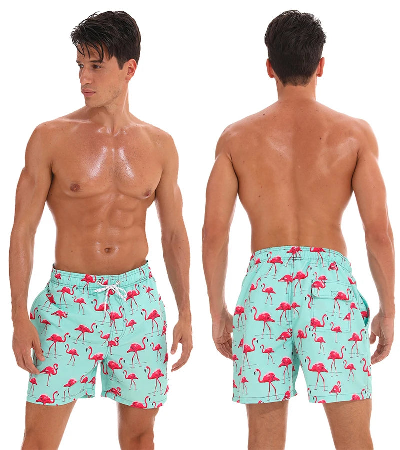 Escatch Brand Summer Mens Shorts Fashion Polyester Quick Dry Board Shorts Male Sport Gym Swimsuit Surf Swim Trunks For Man