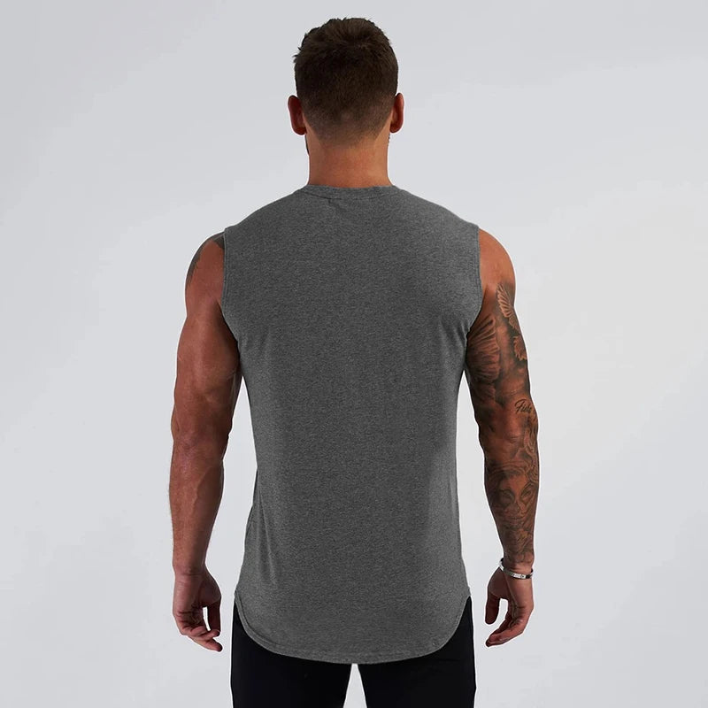 Summer Cotton Breathable V-neck Tank Tops Gym Workout Running Sport Sleeveless Shirt Mens Fitness Bodybuilding Muscle Clothing