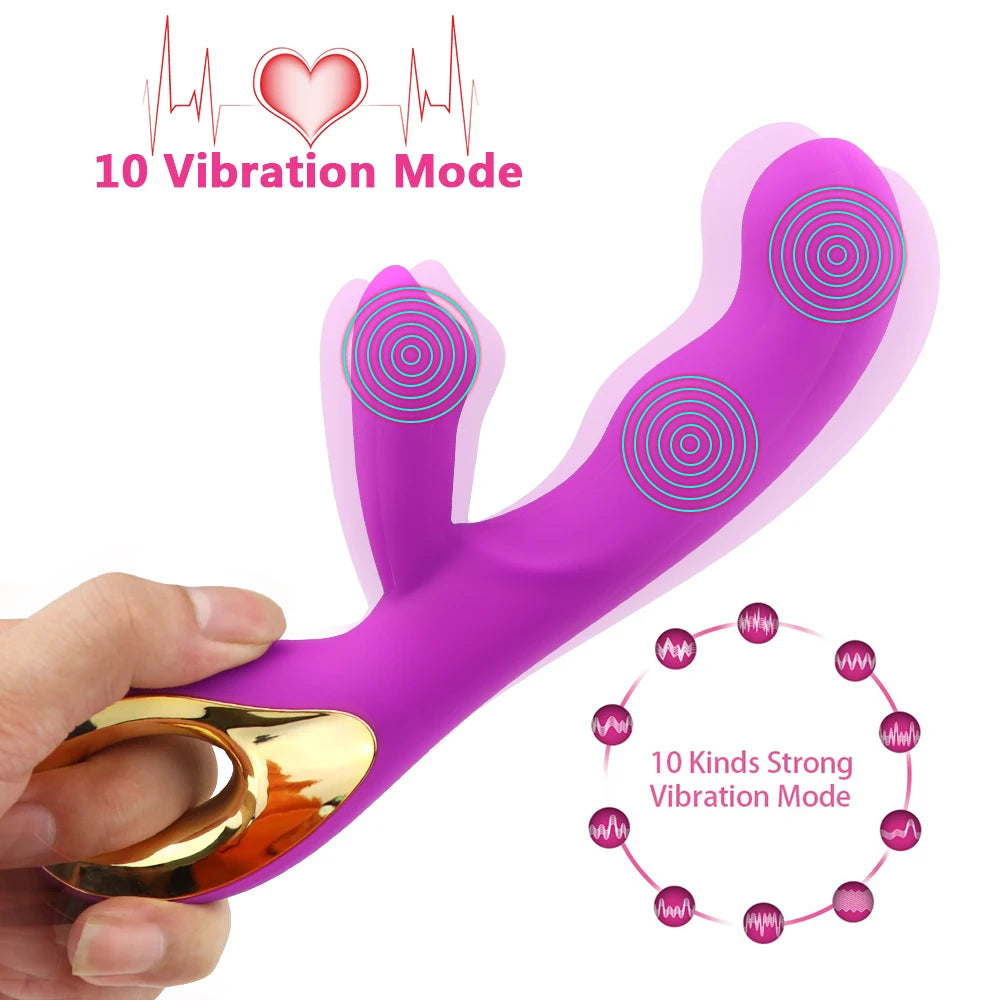 Suitable for women 2-in-1 vibrator 10 frequency dildo for women vaginal clitoris sucking vibrating masturbator adult products