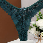 Mid Waist Sexy Transparent Lace Thong Women's Plus Size Underwear Hollow Out G-string Plus Size S/M/L