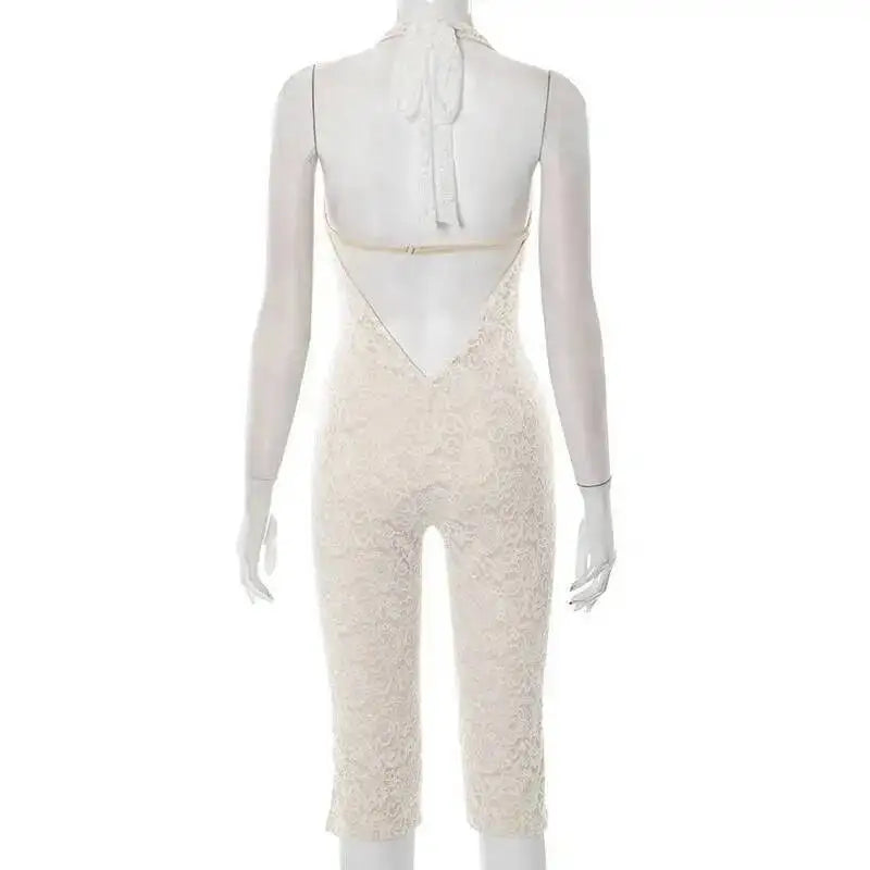 Avrilyaan Lace Seven-Point Long Pants Bodycon Sexy Party Deep V Playsuits Women Rompers Womens Jumpsuit 2025 Summer Overalls