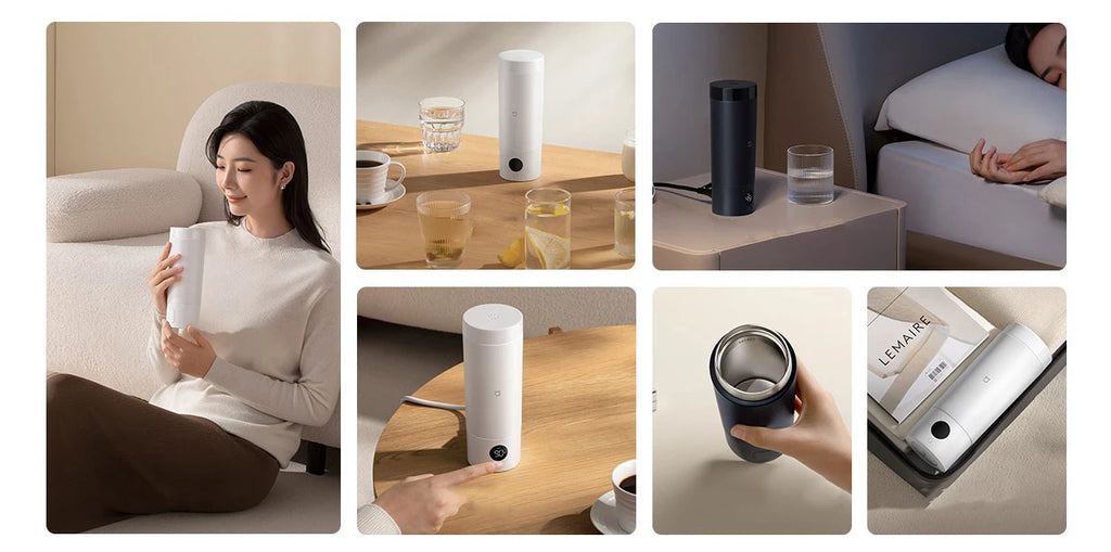 MIJIA Portable Electric Heating Cup 2: 350ml,6-Level Temp Control,12-Hour Keep Warm,316L Stainless Steel, Travel-Friendly