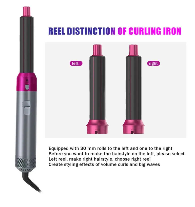 5 In 1 Hair Dryer And Hot Air Comb Brush With Curling Iron Hair Straightener For Fast Drying Curling Straightening And Styling