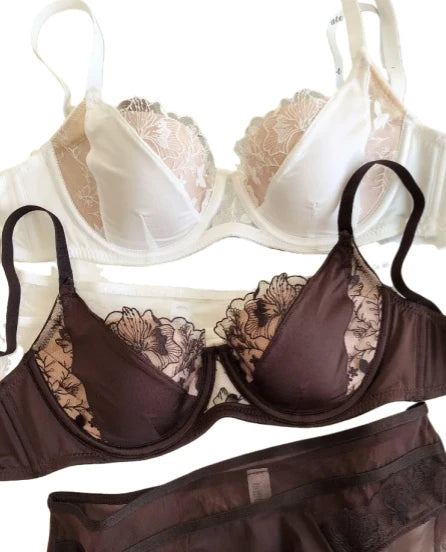 YUQI French Retro Lace Lingerie Set -Push Up Minimizer Bra with Soft Underwire for Large Bust,Sexy Bralette & Panty Set,Hot Sale