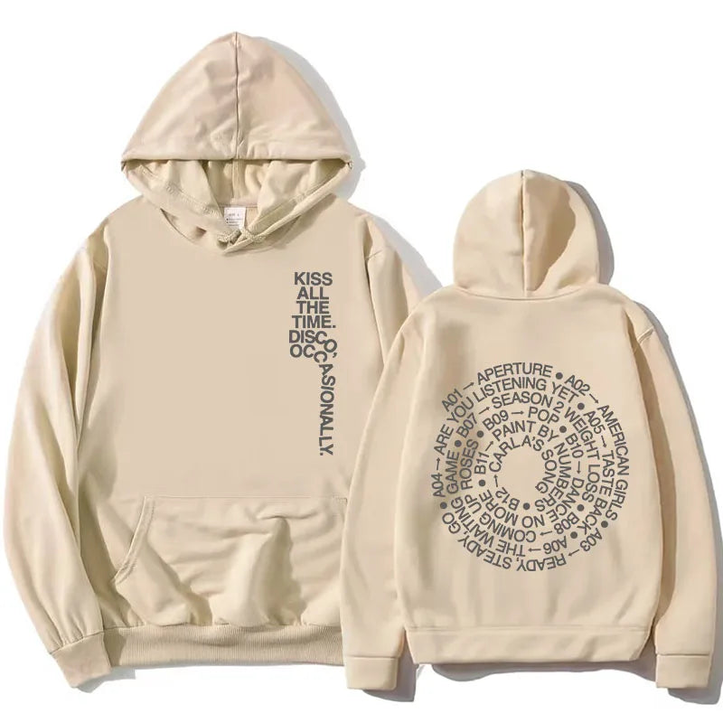 HarryStyles KISS ALL THE TIME. DISCO, OCCASIONALLY.  Hoodies Album Design Graphic Print Sweatshirts Women Clothing Fleece Hoodie