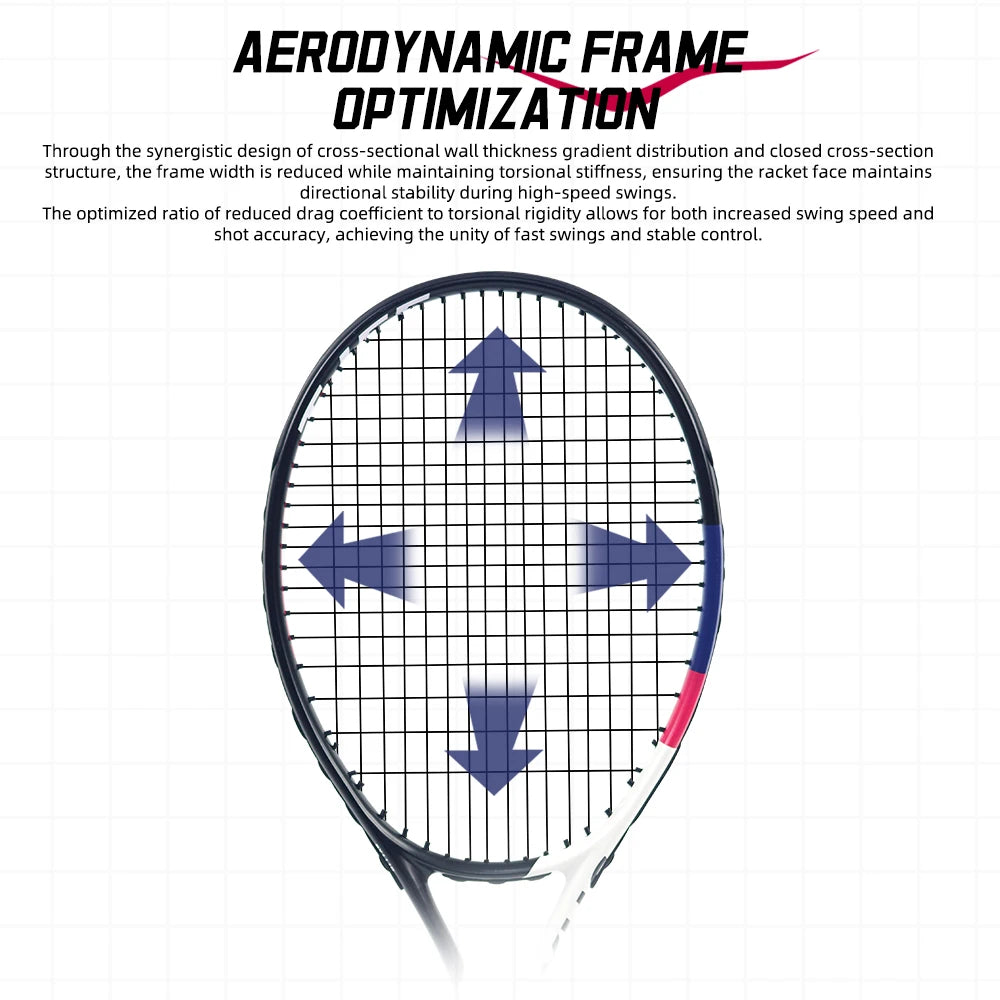 NEXUS Carbon Tennis Racket, Speed Aesthetic Design, Wide Stable Triangle Frame, Low Wind Resistance & High Control Power