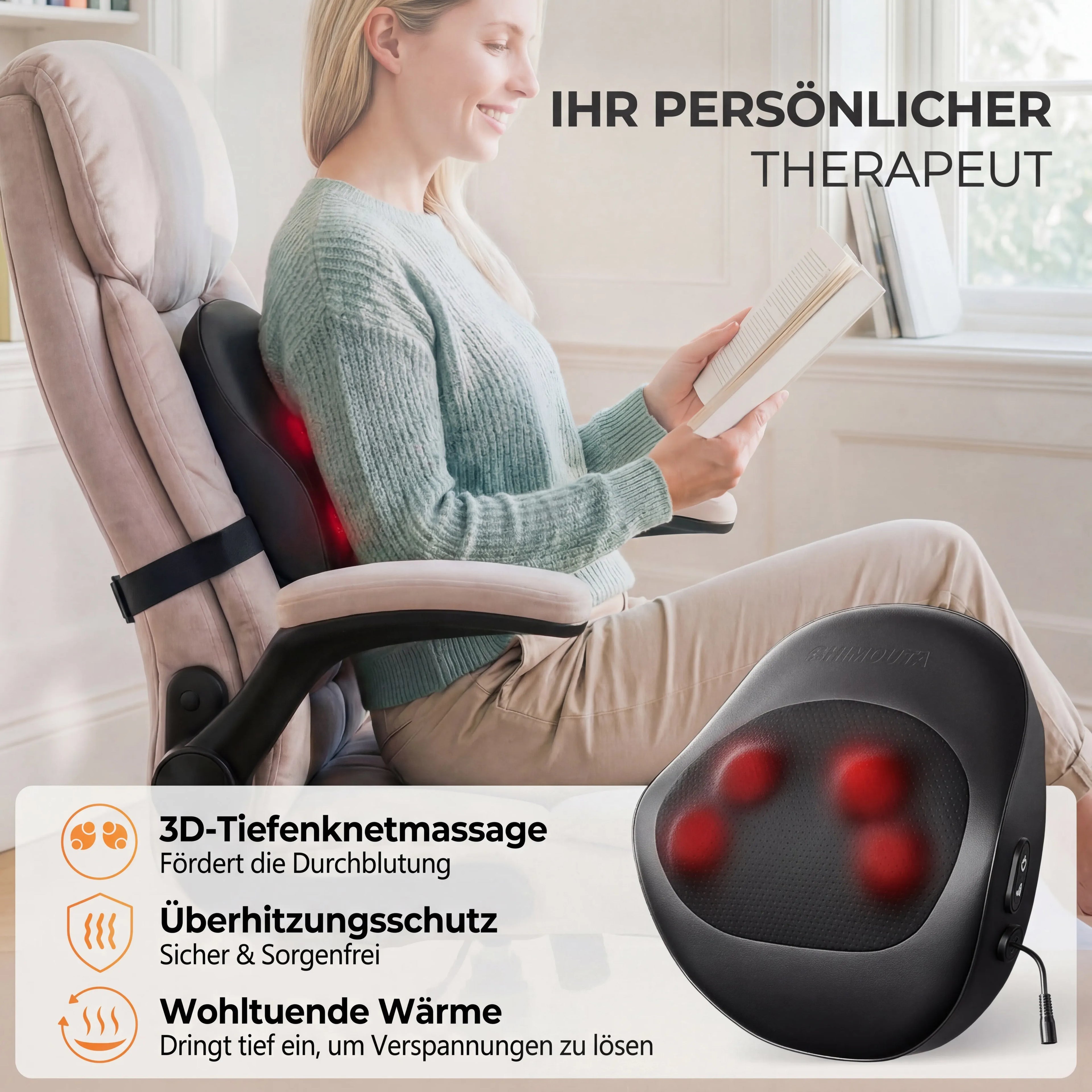 Massager with Heating, 3D Shiatsu Massager for Relaxation, Heated Massage With Shiatsu Kneading Massage, Best Gift for Men Women