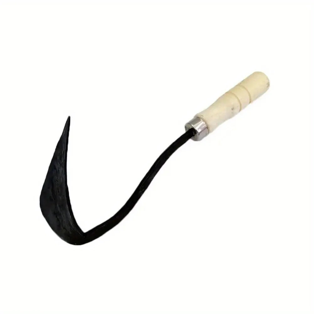 1pc, Wooden Handle Crooked Hoe, Multifunctional Garden Digger, Metal & Wooden Garden Tool, Seedling Hoe for Home Gardening