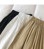 Women Black skirt midi High waist korean style Pleated a line Vintage Clothing 2026 new Summer Casual Fashion Ladies Work Wear