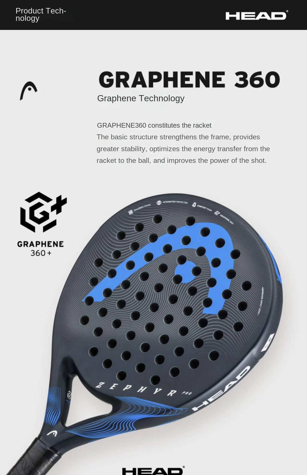 Genuine HEAD Tennis Padel Rackets ZEPHYR Series Carbon Fibre EVA Memory Flex Foam Core Padel Tennis Racquets Lightweight