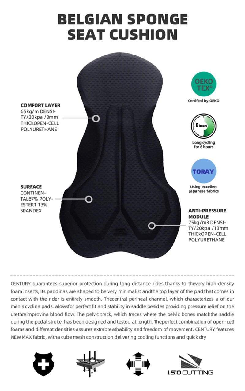YKYWBIKE Men's Cycling Bib Shorts Road Bike Bibs Bicycle Tights Cycling MTB Bib Pants  with 6 Hours Padded Belgium Padding