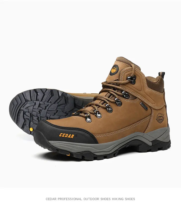 RAN Cow Leather Hiking Boots Men For men Outdoor Sport Walking Sneakers trekking Snow Shoes women Climbing Mountain Hunting boot