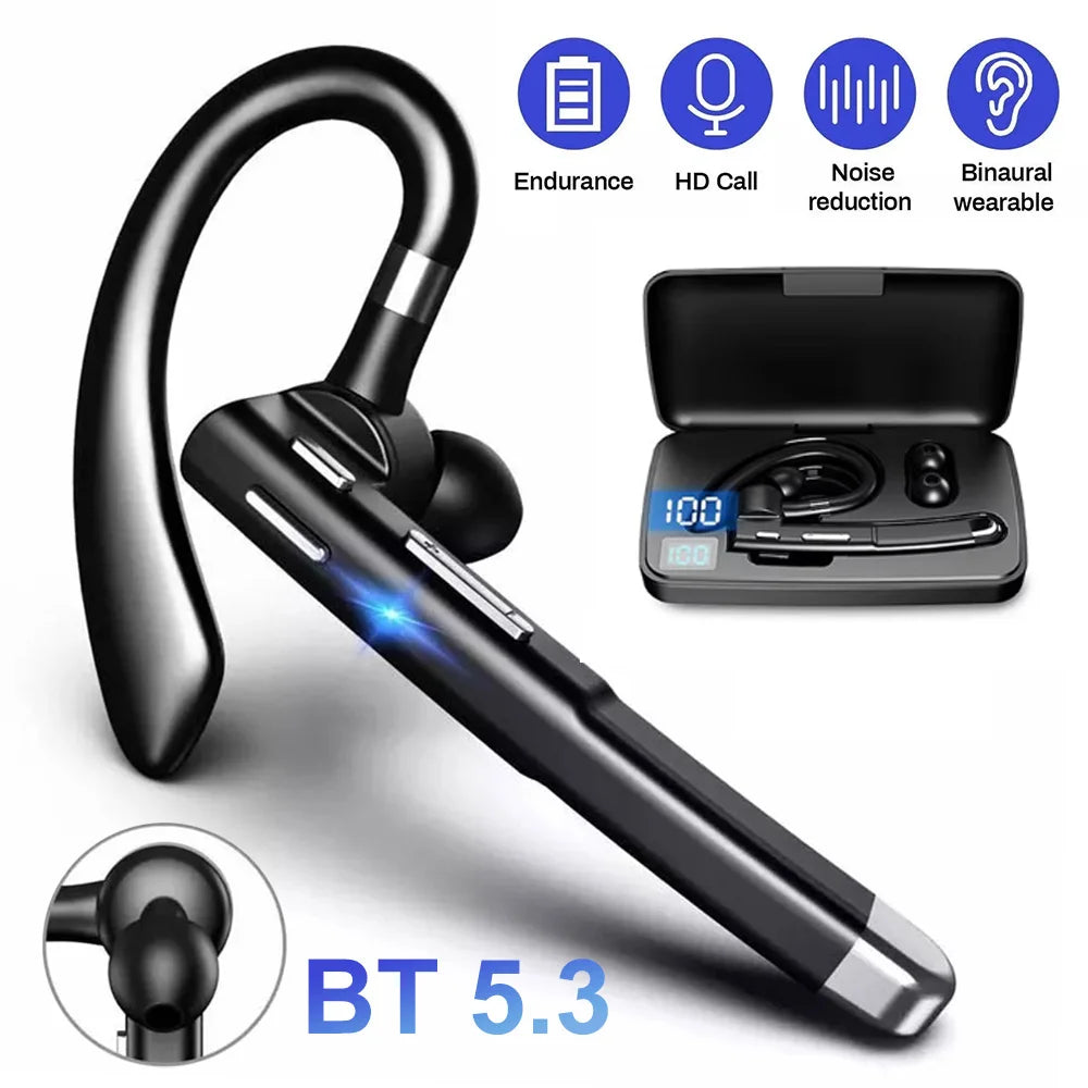 YYK-520 Wireless Headphones Business Bluetooth 5.3 Earphones Hands-free Call Mic Noise Cancelling Headset Earbuds for Driving
