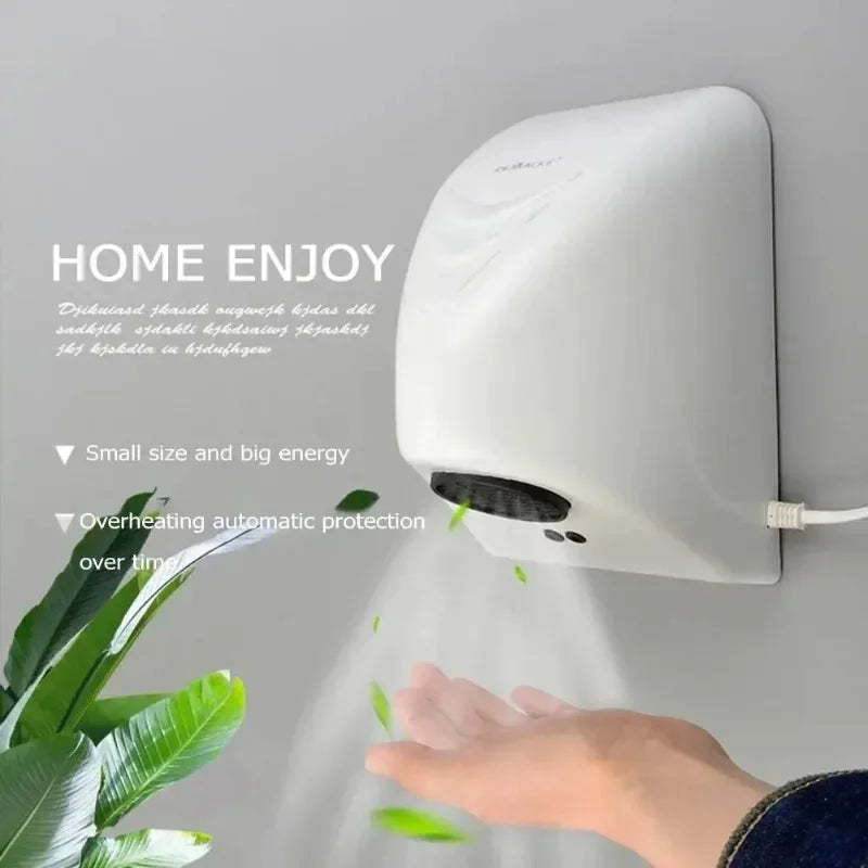 600W Hotel Automatic Hand Dryer Automatic Hand Dryer Sensor Household Hand-drying Device Bathroom Hot Air Electric Heater Wind